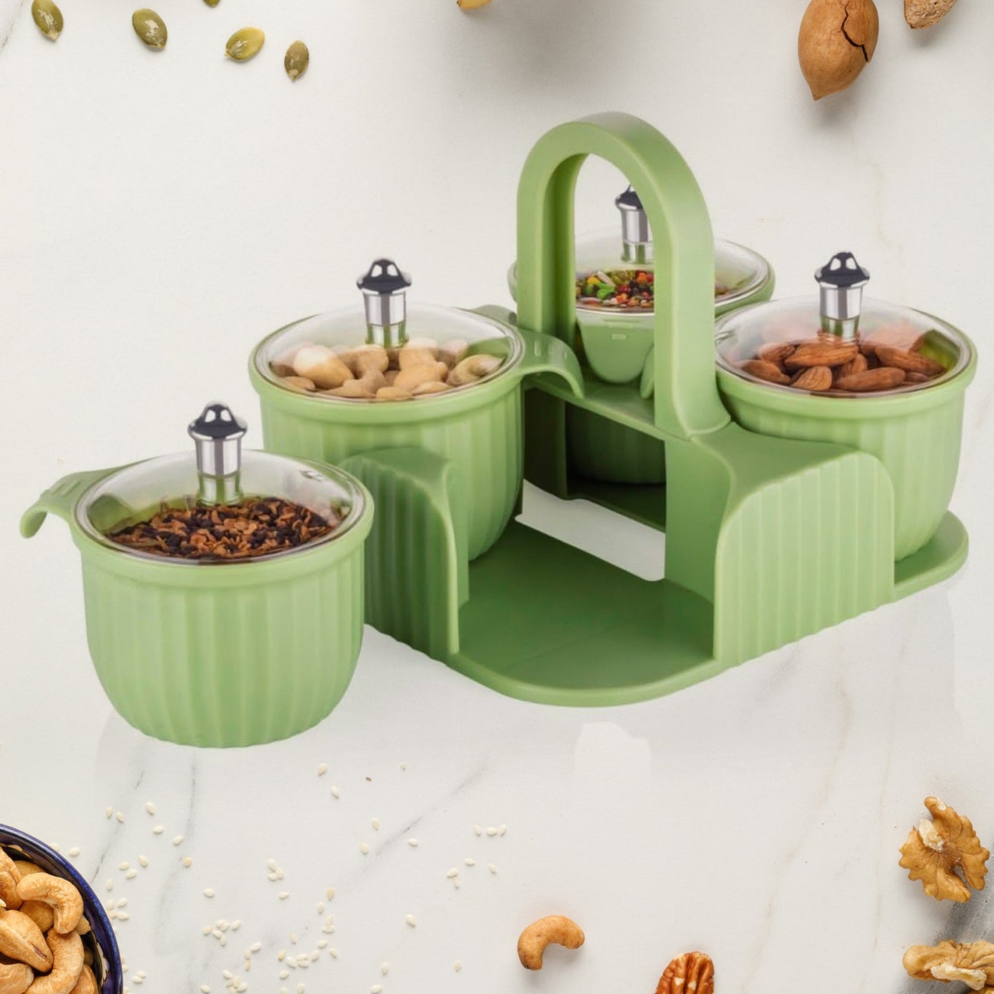 Durable plastic dry fruit jar set for Indian kitchen storage and serving at parties