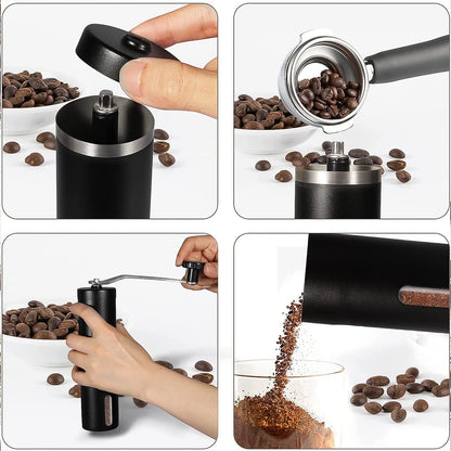 Stainless steel coffee grinder adjustable grind mill portable