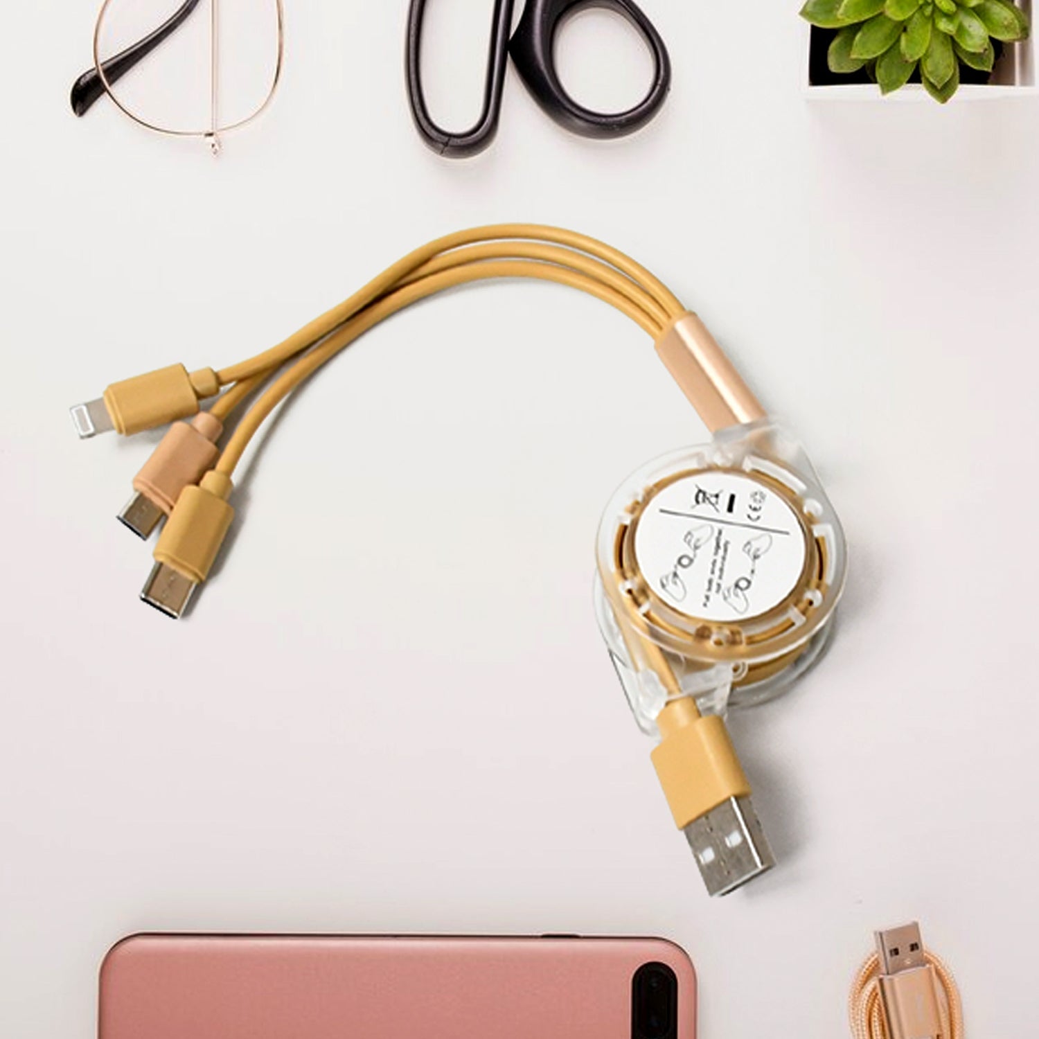 Compact retractable charging cable perfect for travel and everyday use