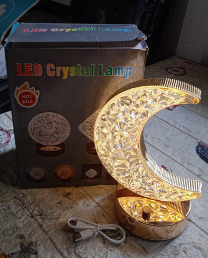 Crystal Bedside Lamp – Elegant USB Rechargeable Moon Night Light