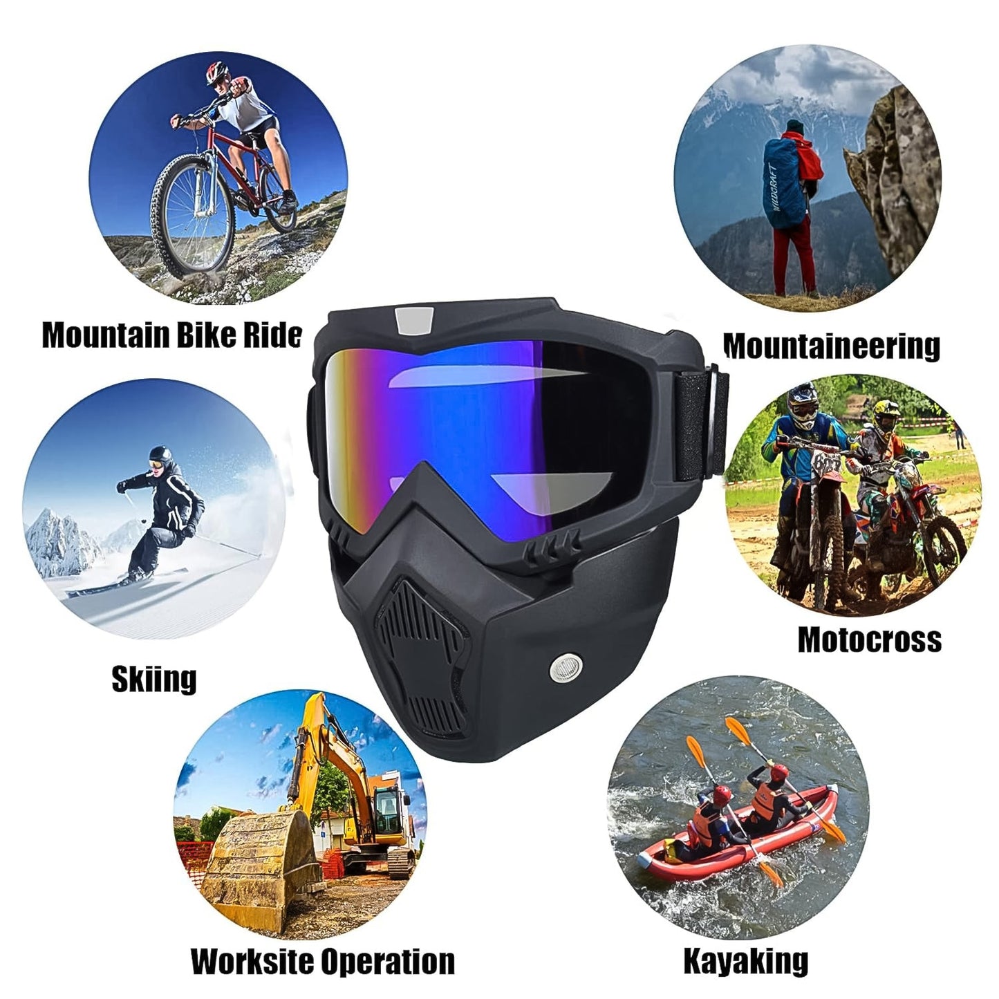 Ski goggles with UV polycarbonate lens and TPU frame mask