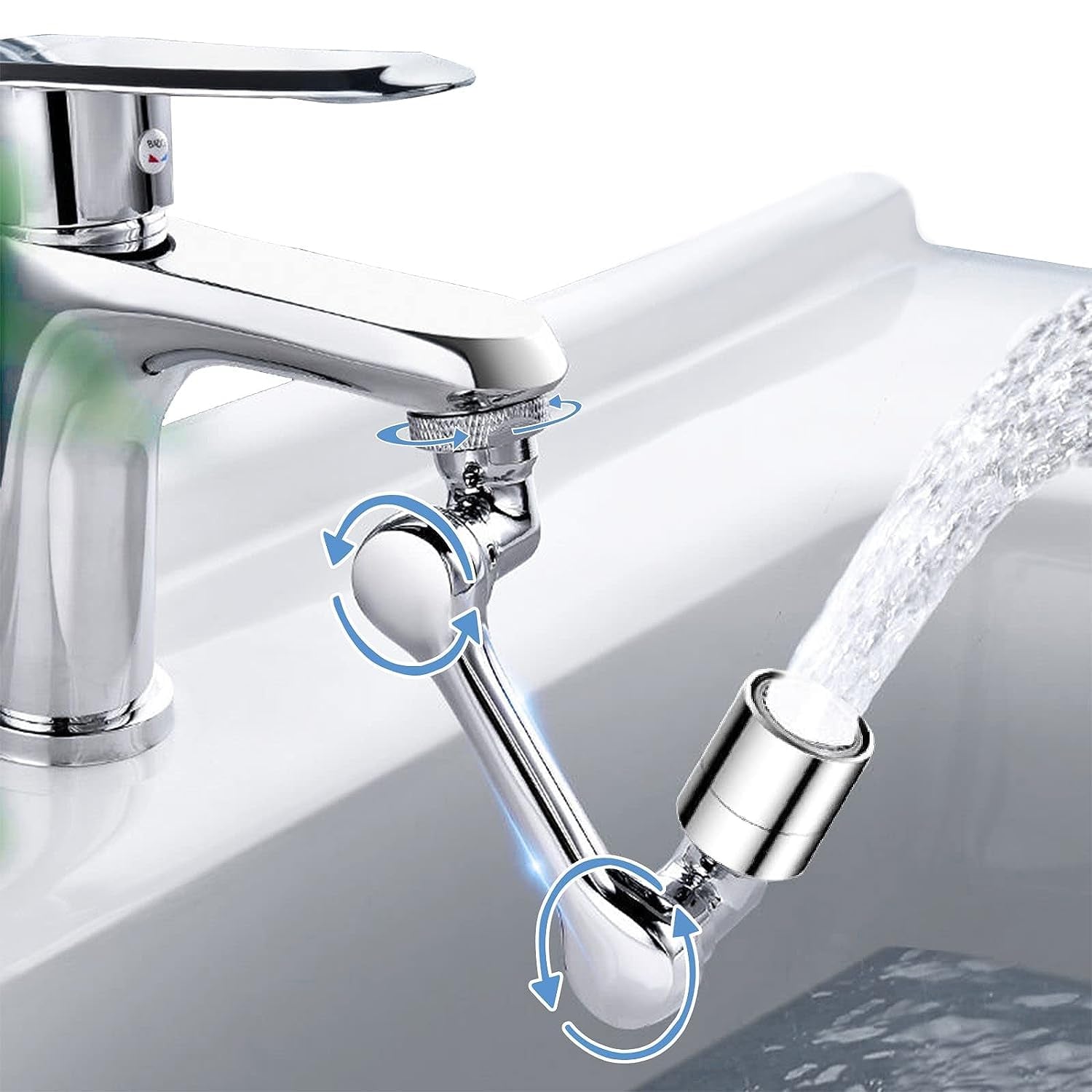 Universal thread faucet extender with splash head and aerator