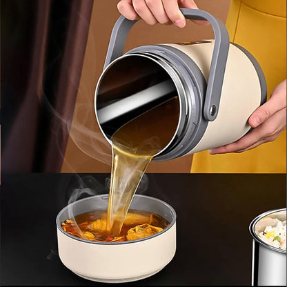 Portable heated stainless steel lunch pot for office and school