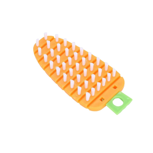 Carrot shaped vegetable scrubbing brush for potatoes and fruits