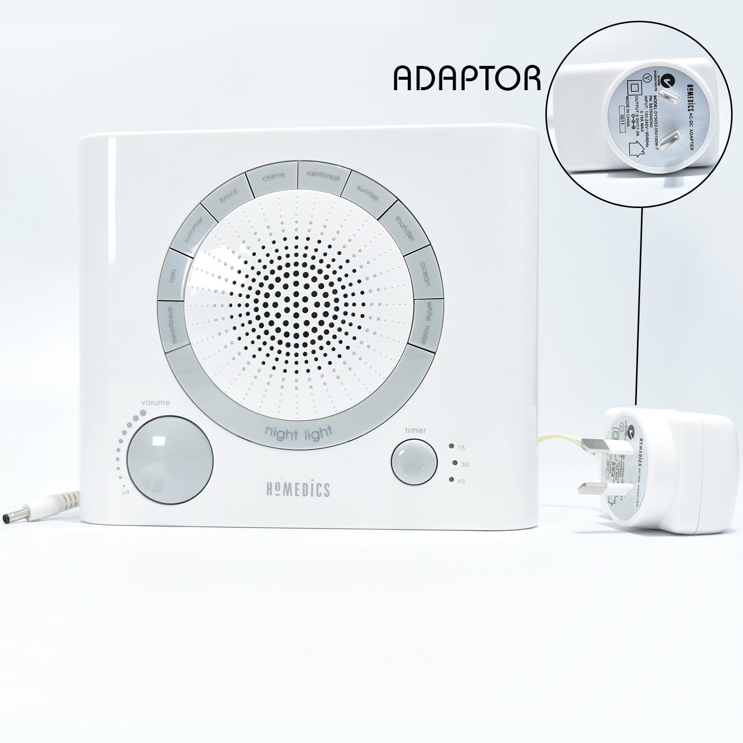 Sleep therapy machine with focus on timer and sound selection features. sleep sound machine, white noise machine, natural sound therapy, baby sleep aid, anxiety relief device, sleep timer device, stress relief machine
