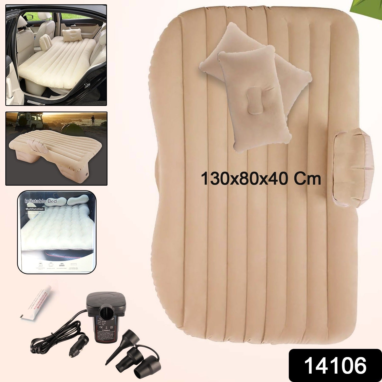 inflatable air bed for car back seat comfort, car sleeping bed for long road trips India, car air mattress with headrest and cushion, travel-friendly inflatable bed for SUV and sedan,