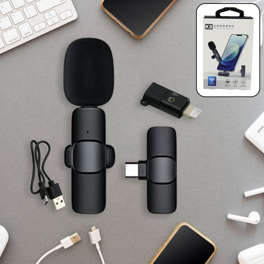 Wireless lapel microphone with noise cancelling for streaming