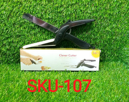 Clever cutter for slicing and dicing, features integrated handle. clever cutter, 2 in 1 food chopper, kitchen cutter tool, smart vegetable slicer, multi-purpose food chopper, fruit cutting knife, portable kitchen chopper