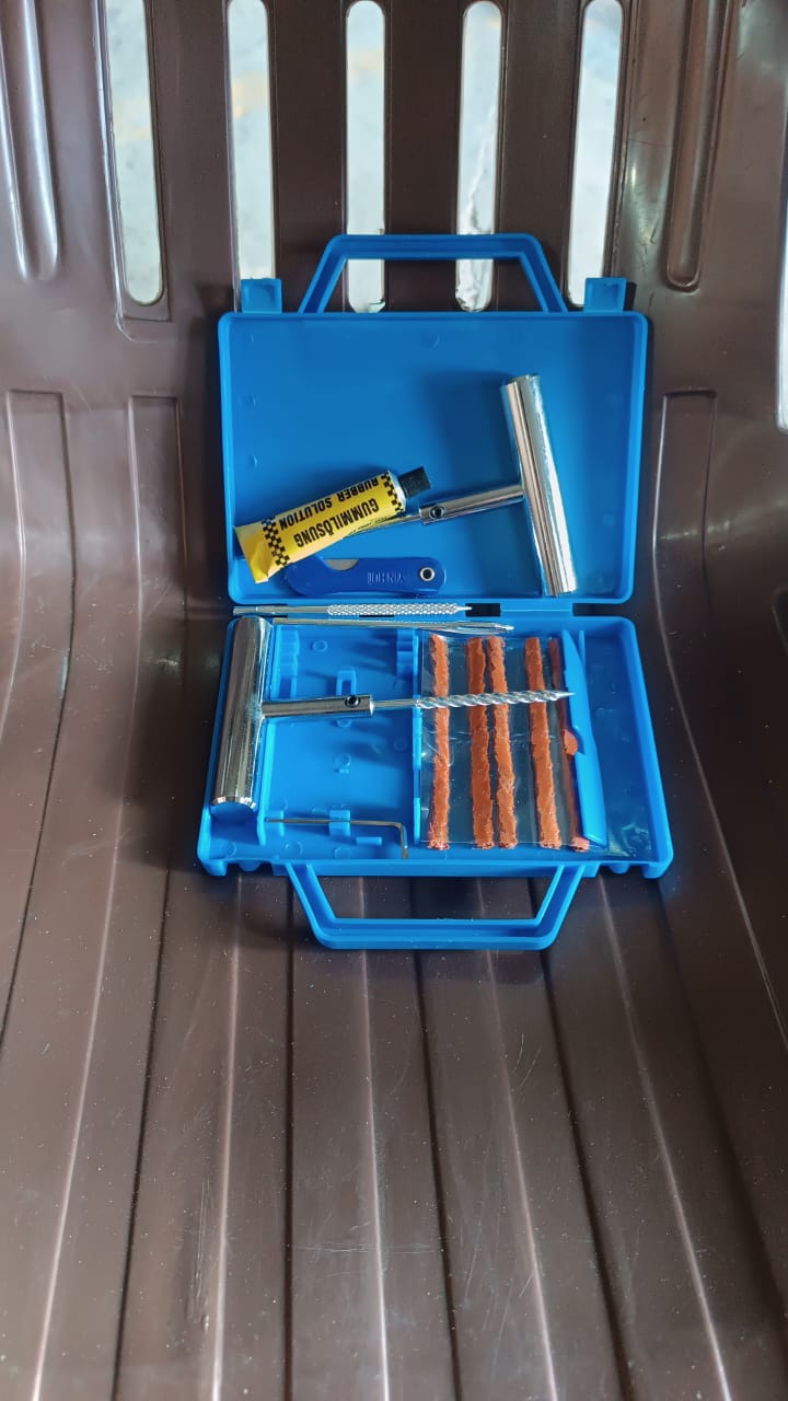 tyre puncture fixing tools for daily commuters, compact tire repair box for emergencies, car and bike tire plug tools India, roadside emergency car tool kit for tyres, tubeless tire repair kit with 13 tools, puncture repair kit for motorcycles and cars