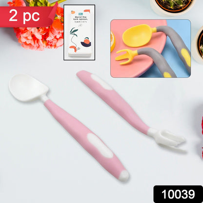 safe utensils for toddler mealtime training, bendable kids cutlery set for 1-3 years, baby feeding tools for self-eating learning, colorful silicone spoon fork set for infants, ergonomic baby utensils for easy grip, toddler silicone cutlery set for mess-free eating