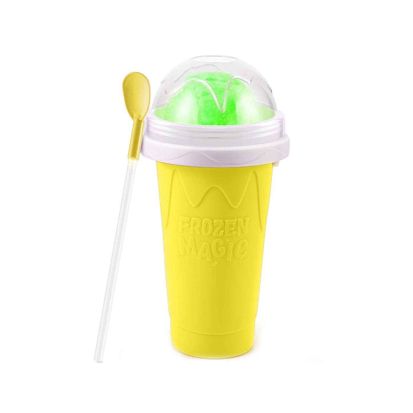magic quick frozen smoothies cup double-layer slushy maker, squeeze cup slushie maker with lid and straw, portable frozen smoothies cup for DIY slushies, double-wall cooling smoothie cup multicolor, kids-friendly magic slushie maker cup

