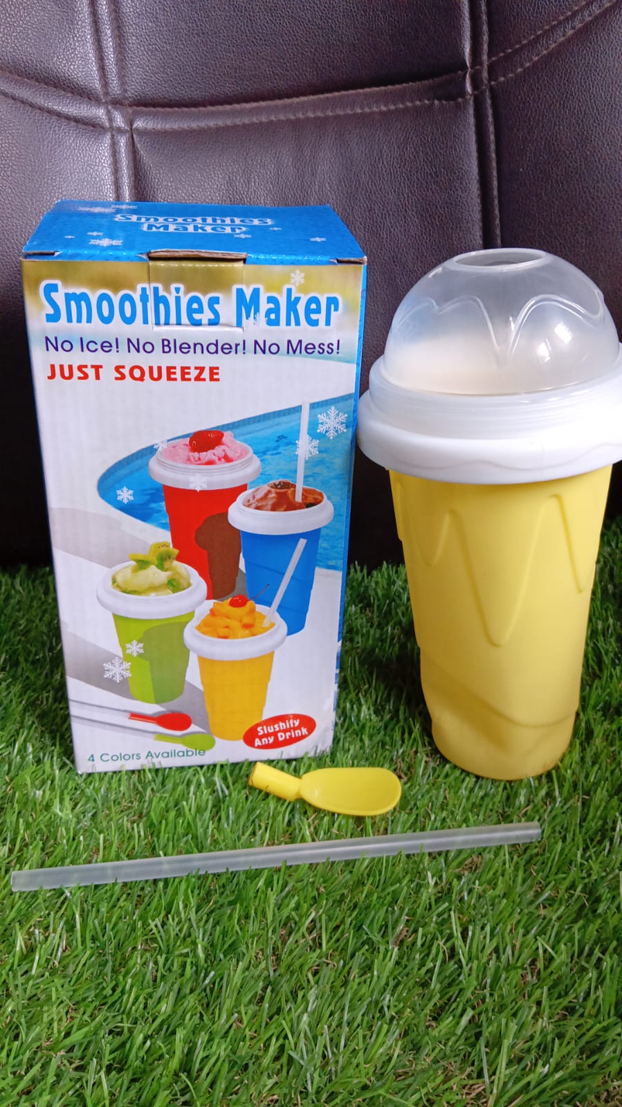 magic quick frozen smoothies cup double-layer slushy maker, portable double-layer slushie maker cup with lid and straw India, DIY frozen smoothie cup for kids and adults, squeeze cup slushie maker cooling cup multicolor, freeze-and-squeeze smoothie cup for home use

