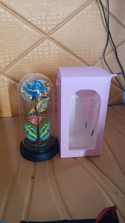 rose lamp with plastic dome cover, color changing flower lamp India, night light for romantic home décor