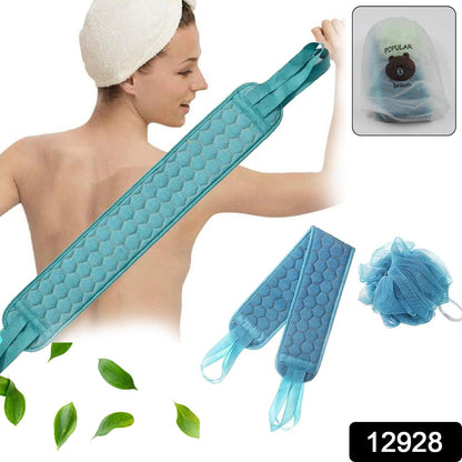 bath loofah with exfoliating scrubber, skin exfoliating shower brush for daily use, loofah bath sponge set for home spa routine, bath scrubber set for glowing skin, body cleansing sponge and brush for gentle exfoliation