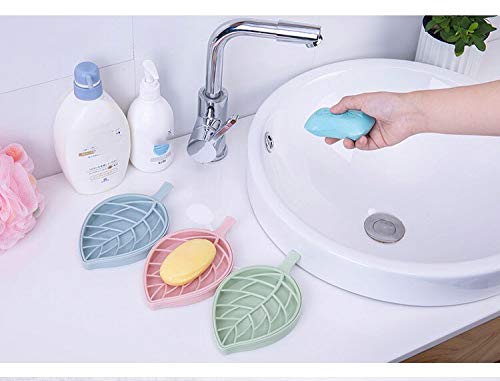 Durable leaf soap holder with elegant design, leaf shape soap tray, plastic soap dish, designer sabundani, water draining soap holder, bathroom soap tray, soap holder set of 4, assorted color soap dish