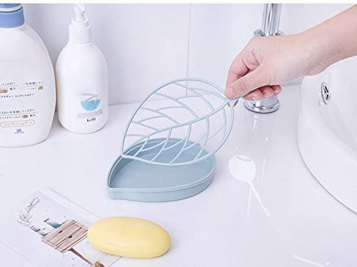 Leaf-shaped soap holder with drainage for easy cleaning, leaf shape soap tray, plastic soap dish, designer sabundani, water draining soap holder, bathroom soap tray, soap holder set of 4, assorted color soap dish