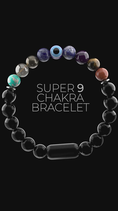 Super 9 Chakra Bracelet for Men & Women | Healing Crystal Stone Beaded Bracelet