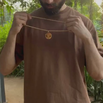 Gold Plated Hanuman Locket With Chain – Devotional Pendant Necklace for Men