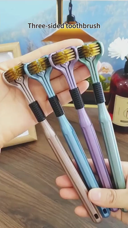 3-Sided Toothbrush Pack of 4 – Triple Head Soft Bristles for Deep Cleaning (Unisex)