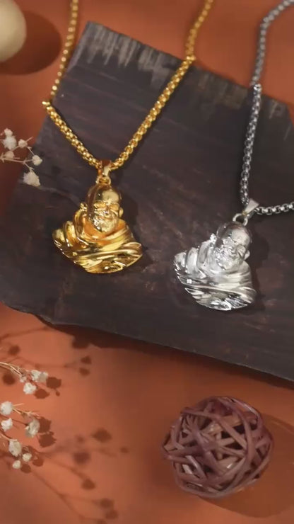 Sterling Gold Plated Neem Karoli Baba Pendant with Chain for Men – Spiritual Locket