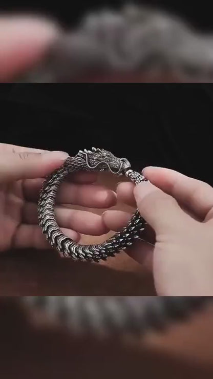 Dragon Scale Bracelet for Men, 7.8 Inch Stylish Copper Wristband, Durable Lightweight Dragon Design