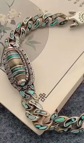 Nine-Eyed Dzi Bead Bracelet