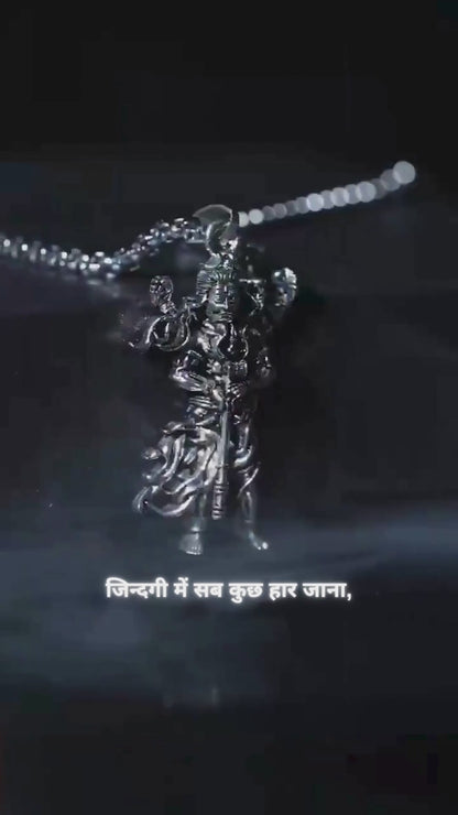 Silver Mahakal Pendant with Chain for Men – Spiritual Mahadev Locket