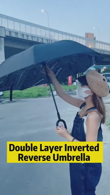 Double Layer Strong Waterproof Foldable Umbrella with C-Shape Handle