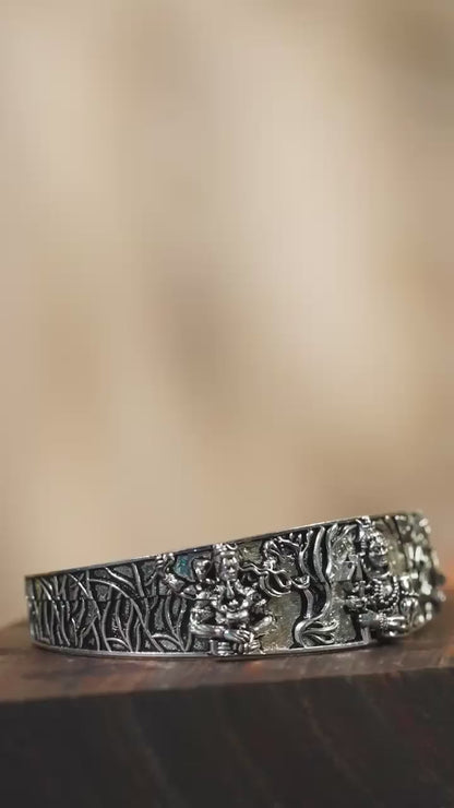Men's Oxidised Silver Mahakal Bracelet – Casual Silver Mahakal Jewelry for Men