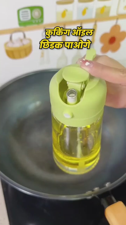 500ml Portable Oil Sprayer Dispenser – Dual Function Glass Bottle for Kitchen & BBQ