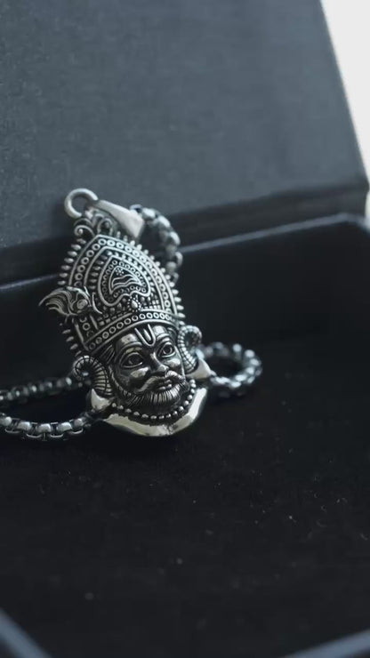 Khatu Shyam Maharaj Pendant with Chain for Men | Stainless Steel Silver Devotional Locket