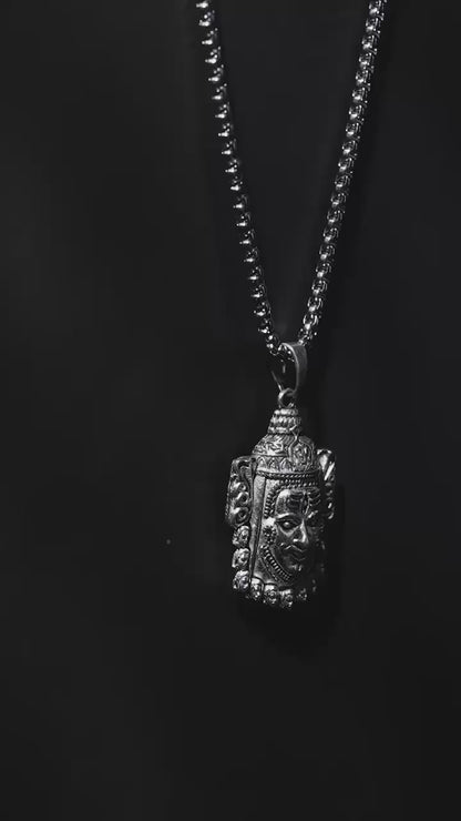 Silver Mahakal Pendant With Chain for Men – Stainless Steel Shiv Locket for Daily Wear