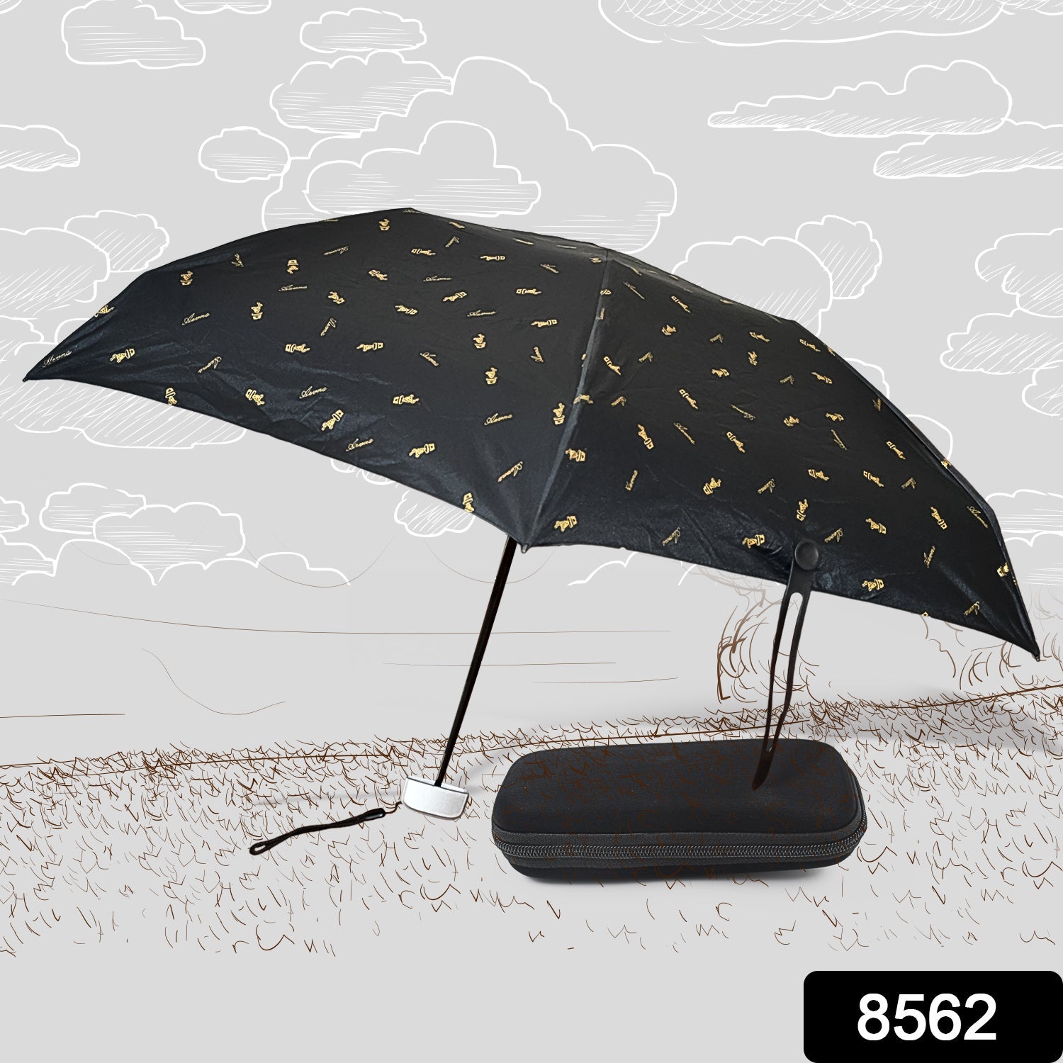 3-fold cute umbrella with UV protection, compact umbrella with zip case for sun and rain, portable UV shield umbrella for women, stylish foldable umbrella for travel and daily use,
