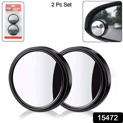 car accessory blind spot mirror with rotating base, 360 degree adjustable HD blind spot mirrors for vehicles, round blind spot mirrors for better road visibility, stick-on convex mirrors for car side mirrors, blind spot safety mirrors for all car types

