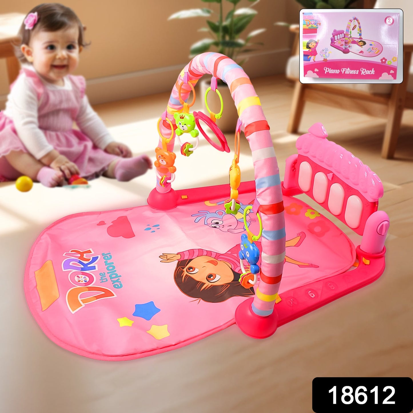 newborn tummy time playmat, baby gym mat with hanging toys, multi-activity piano play gym for toddlers, baby musical mat with kick piano, interactive baby play mat with sound and lights, baby developmental gym mat for 0-12 months