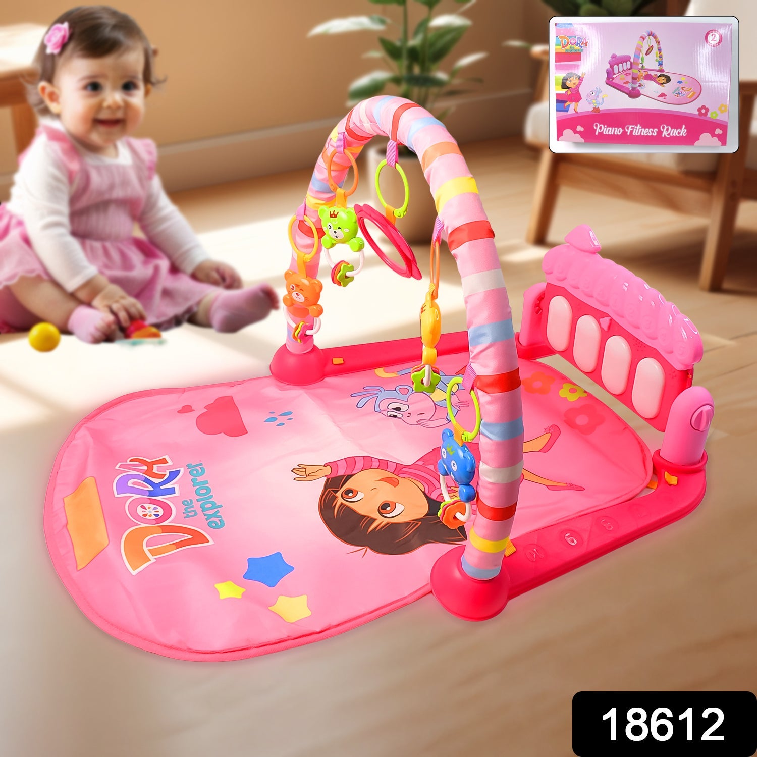 newborn tummy time playmat, baby gym mat with hanging toys, multi-activity piano play gym for toddlers, baby musical mat with kick piano, interactive baby play mat with sound and lights, baby developmental gym mat for 0-12 months